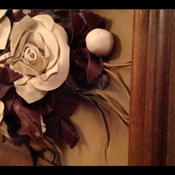 Leather Floral 3D Wall Art Handmade 
20” x 14.5” - Picture 6 of 8